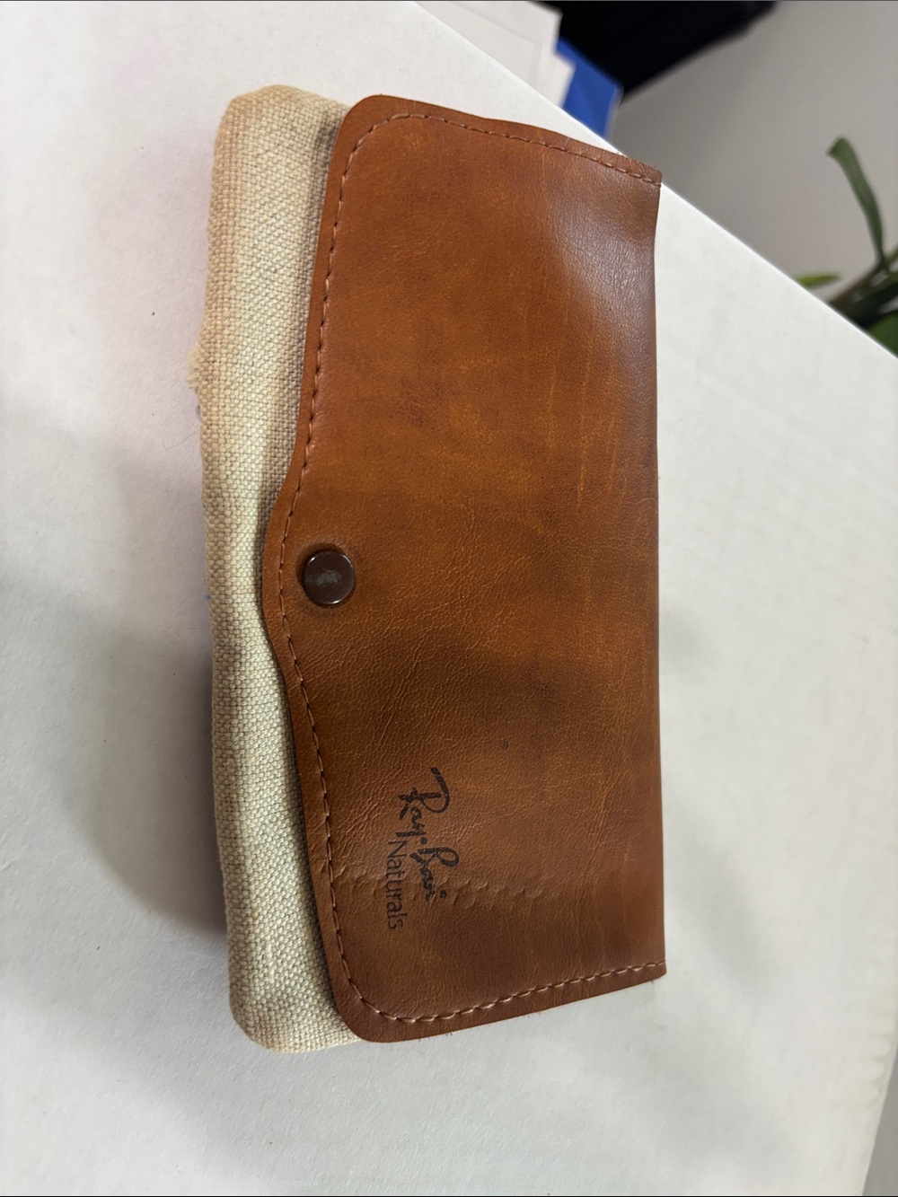 Ray-Ban Naturals Tan Leather & Canvas Sunglasses Case